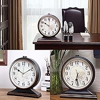 Vista 6 de rnuie Reloj de escritorio para decoración de mesa, reloj de repisa retro, funciona con pilas para chimenea, sala de estar, dormitorio, oficina, Negro