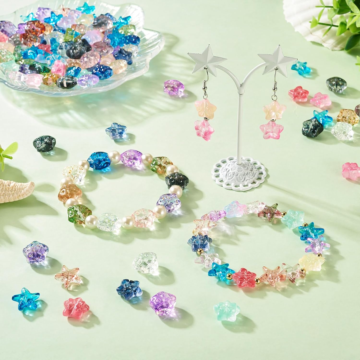 Starfish Crystal Glass Beads Gradient Color Ocean Animal Beads Craftdady 110pcs Glass Star Bead 14-15mm for Craft Necklace Jewelry Making