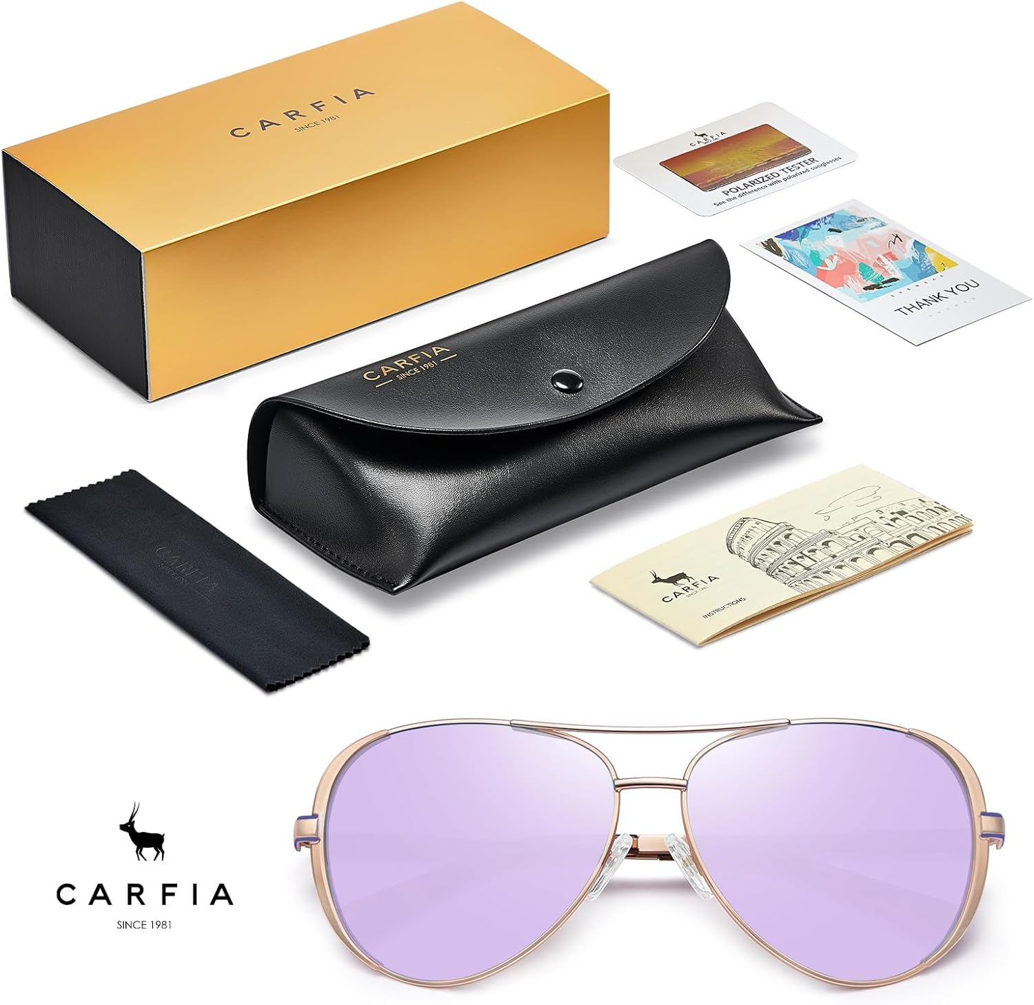 CARFIA Pilot Polarized Sunglasses for Women Retro Modern Sunnies