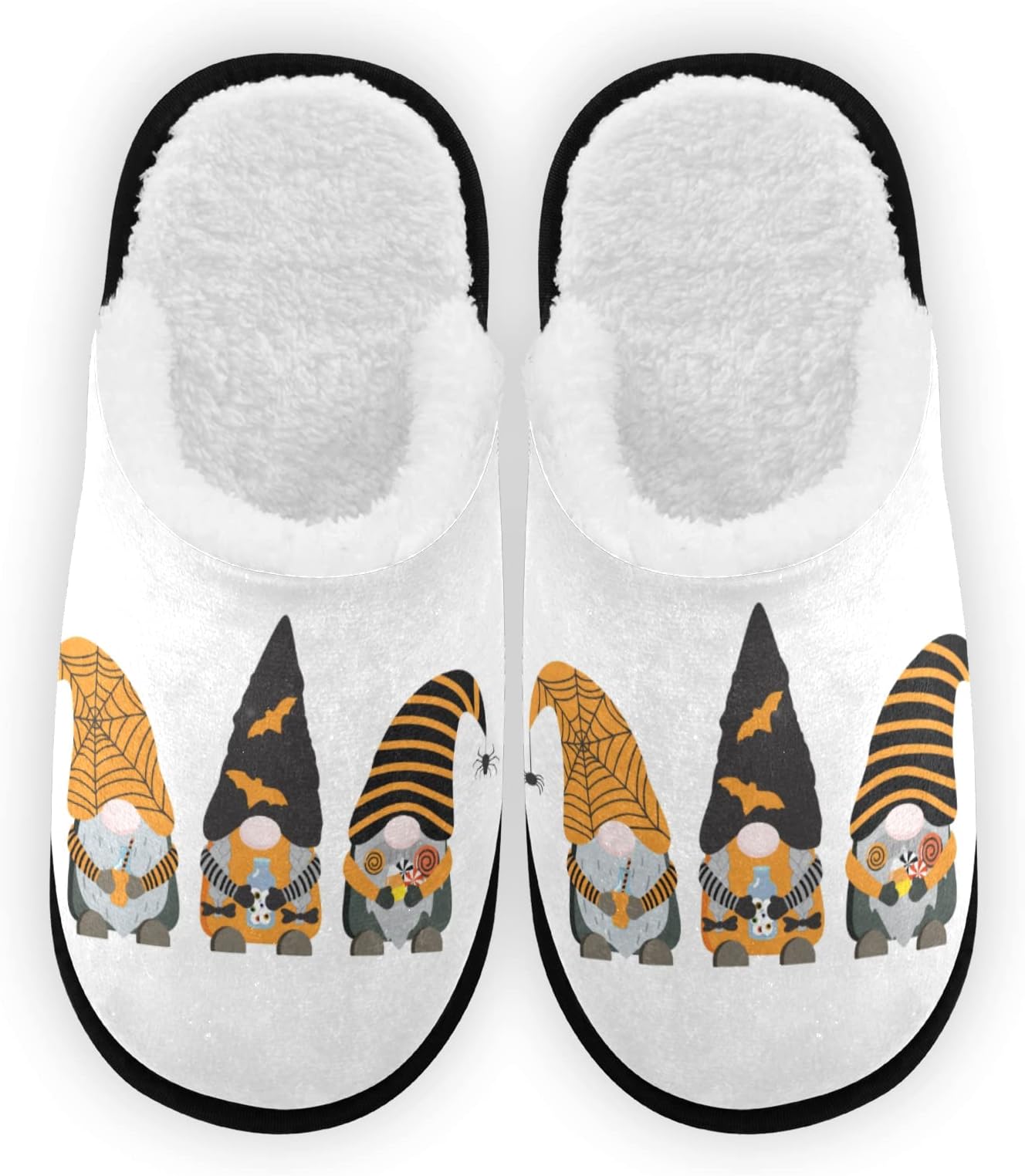 YYZZH Cartoon Halloween Gnome With Eyeball Candy Fuzzy Feet Slippers Soft Non-Slip Indoor House Slippers Home Shoes For Bedroom Hotel Travel Spa For Women Men