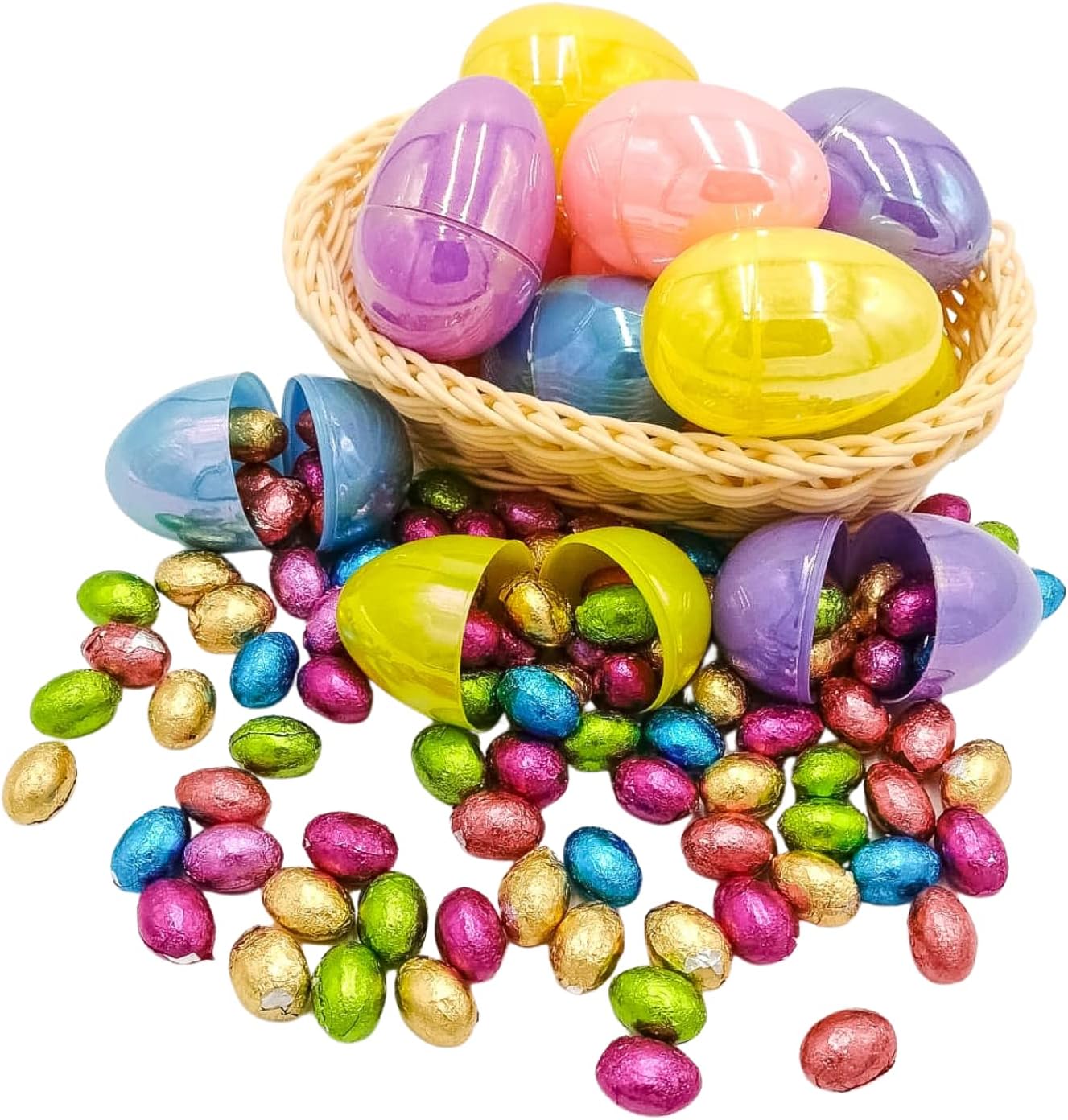 Easter Egg Hunt 10 x Plastic Fillable Easter Eggs bundled with 500g