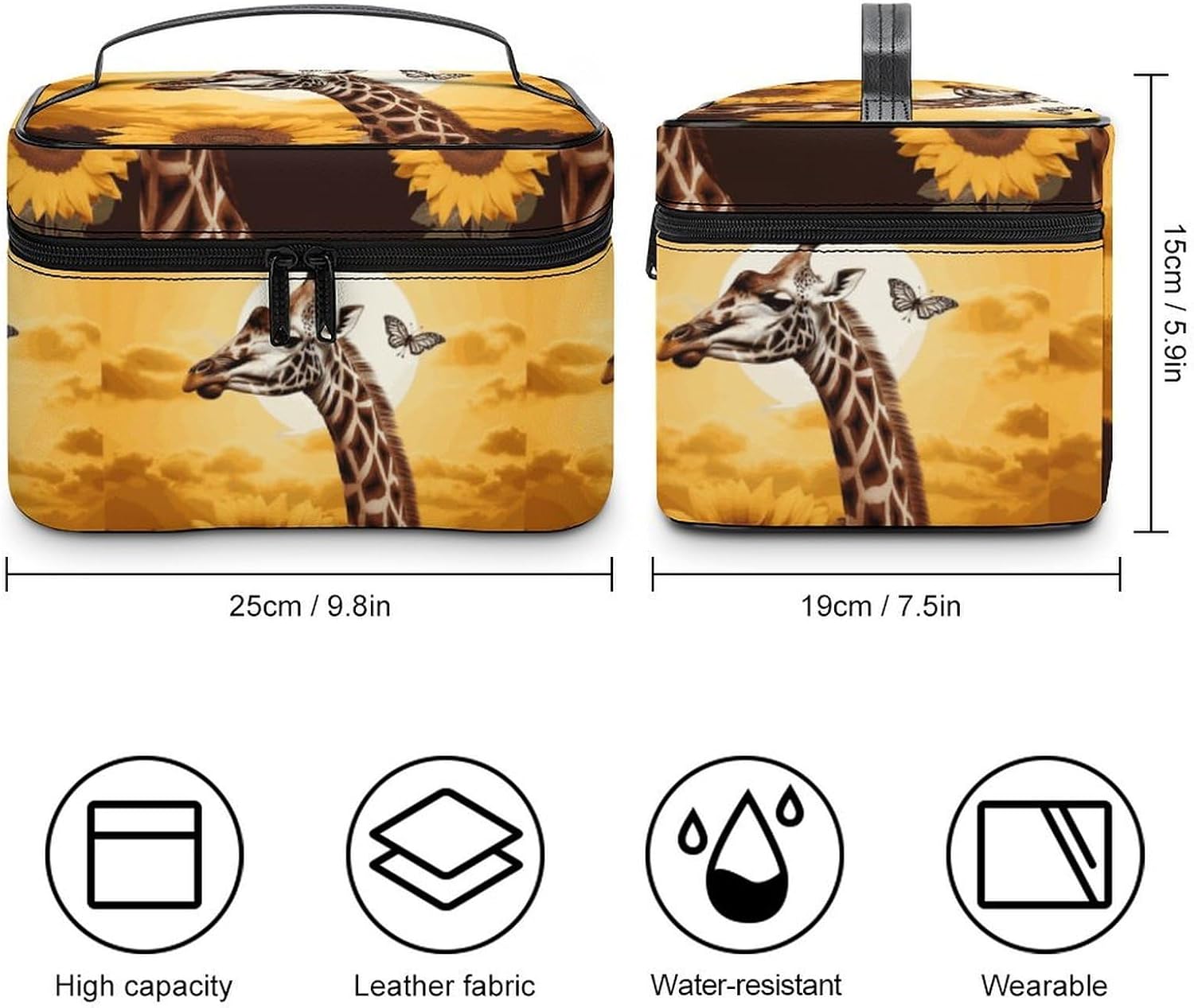 Travel Makeup Bag Portable Large Cosmetic Bag with Handle And Compartment image 2