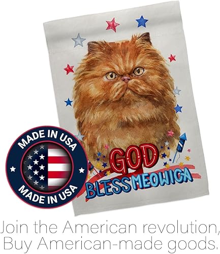 Miniatura 5 de Breeze Decor Juego de banderas de jardín persa patriótica bronceada de madera para gato, gatito, miow, pata estropeada, mascota, naturaleza, granja,