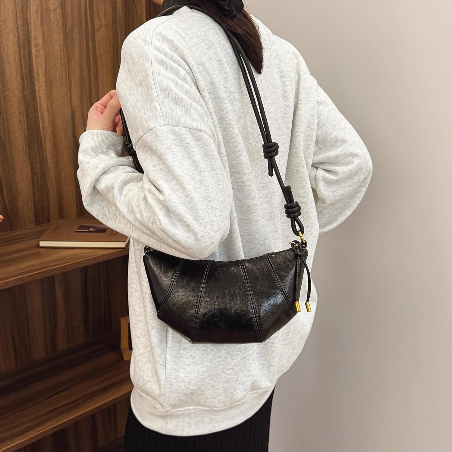 POAPRRD Suede Bags for Women Small Suede Purses Crescent Bag Crossbody Shoulder Bag Trendy Tote Handbags - Image 3