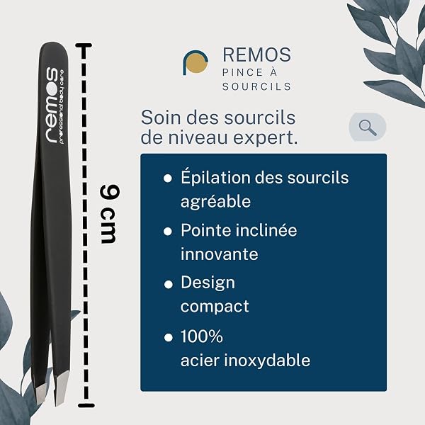 REMOS Pince à épiler en acier inox élimine les poils les plus fins noire - 2