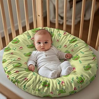 Frog Baby Lounger for Newborn Cover - Newborn Lounger Cover Round, Breathable & Portable Infant Lounger Cover - Soft Baby Floor Seat Cover for Travel, Newborn Must Have
