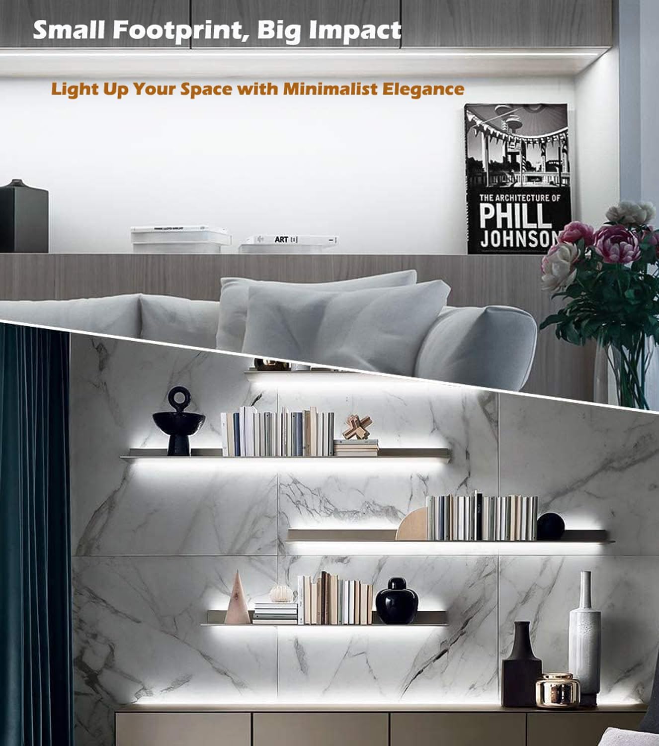 Cefrank Illuminazione sotto il mobile, 8 pezzi di barre LED a forma di V da 30cm collegabili per mobile da cucina, vetrina esposizione, ripiano - 16Watt 1600 Lumi - Bianco Puro (6000K)