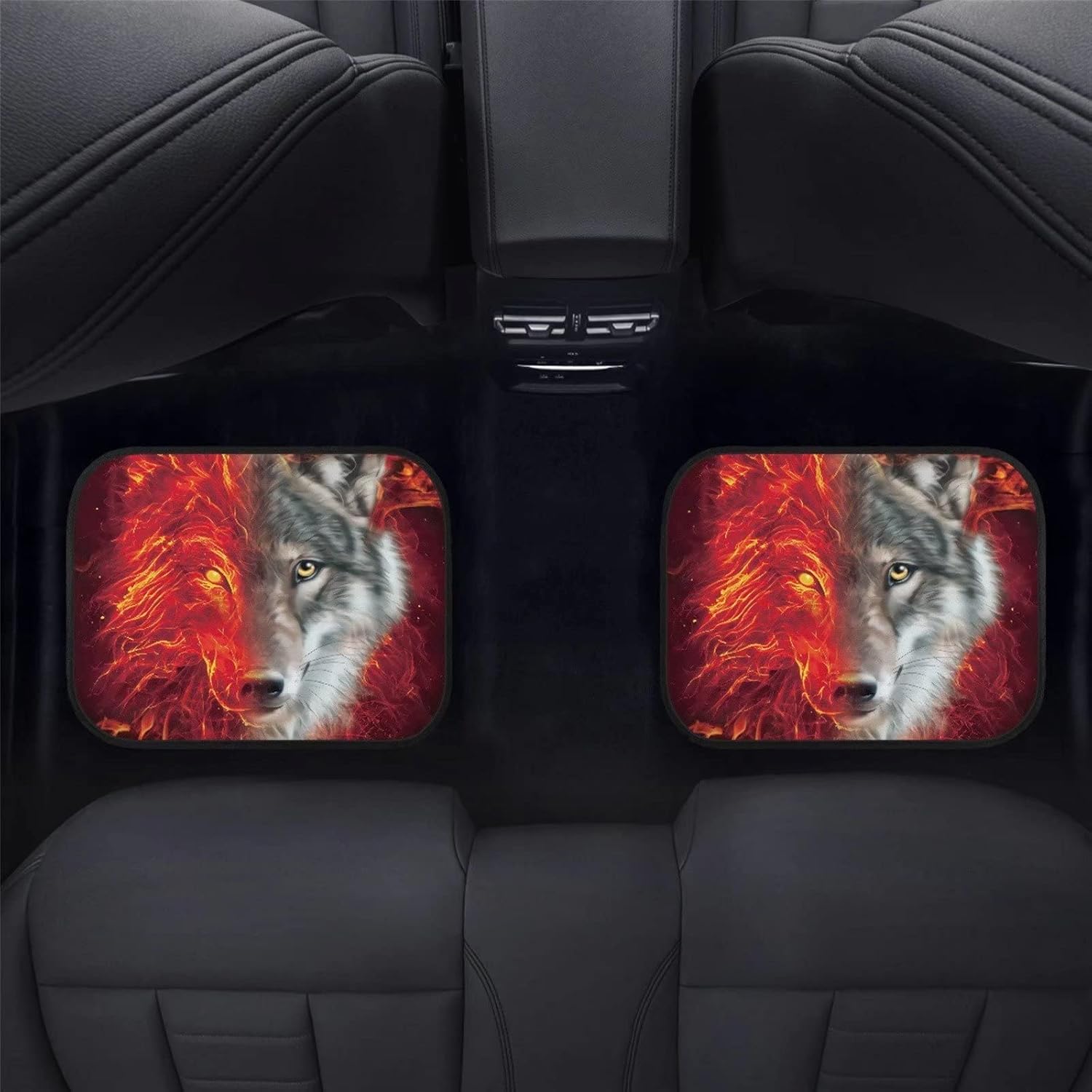 Showudesigns Wolf Car Floor Mats for Men Car Accessories Interior Decor Automotive Floor Mats & Cargo Liners Protector 4 Pack 3D Graphic Art Printed Red and Gray