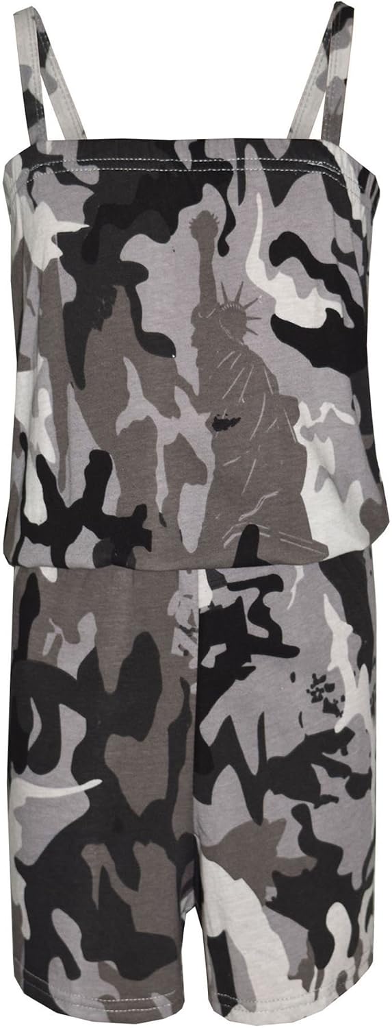 Kids Girls Plain Color Playsuit Trendy Summer All In One Jumpsuit New Age 5-13 Y