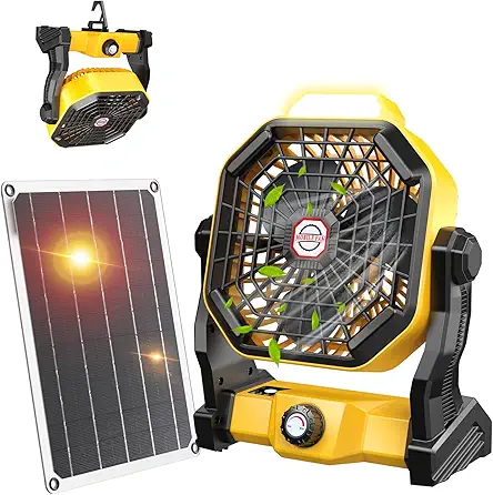 10400mAh Solar fan, Camping Fan with Solar Panel,...