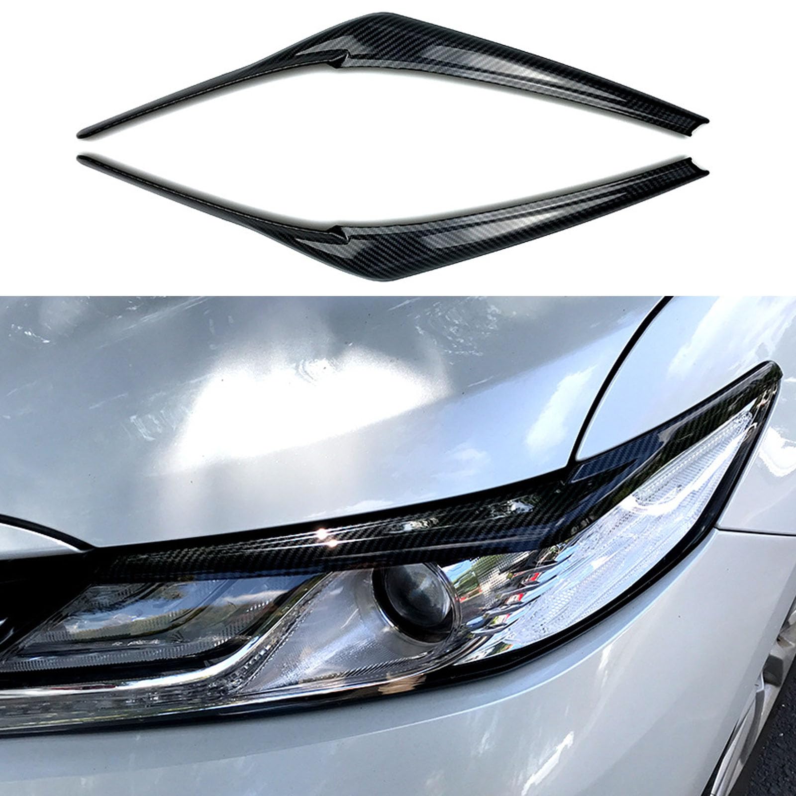 YPFYBHD Compatible with Toyota Camry 2018+, 1 Pair Car Headlight Eyebrow Eyelid Lamp Car Evil Eye Car Sticker Exterior Accessories Modification, Carbon Fiber Look