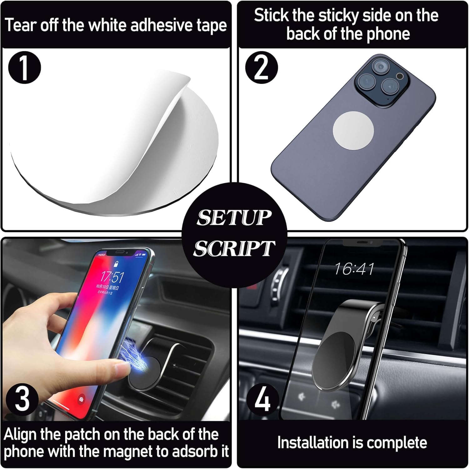 Magnetic Car Phone Holder for Toyota Revo Hilux 2015-2024 2025, Dashboard Air Vent Magnetic Phone Mount Hands Free Car Cradle Accessories,Black image 5