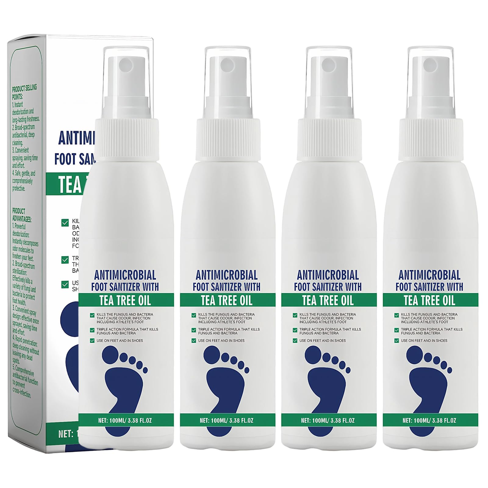 4x100ml Hongos Pies Desodorante De Pies Pie De Atleta Tratamiento Para Aliviar Las Infecciones De Los Pies Y Eliminar El Mal Olor Adecuado Tanto Para Hombres Como Para Mujeres