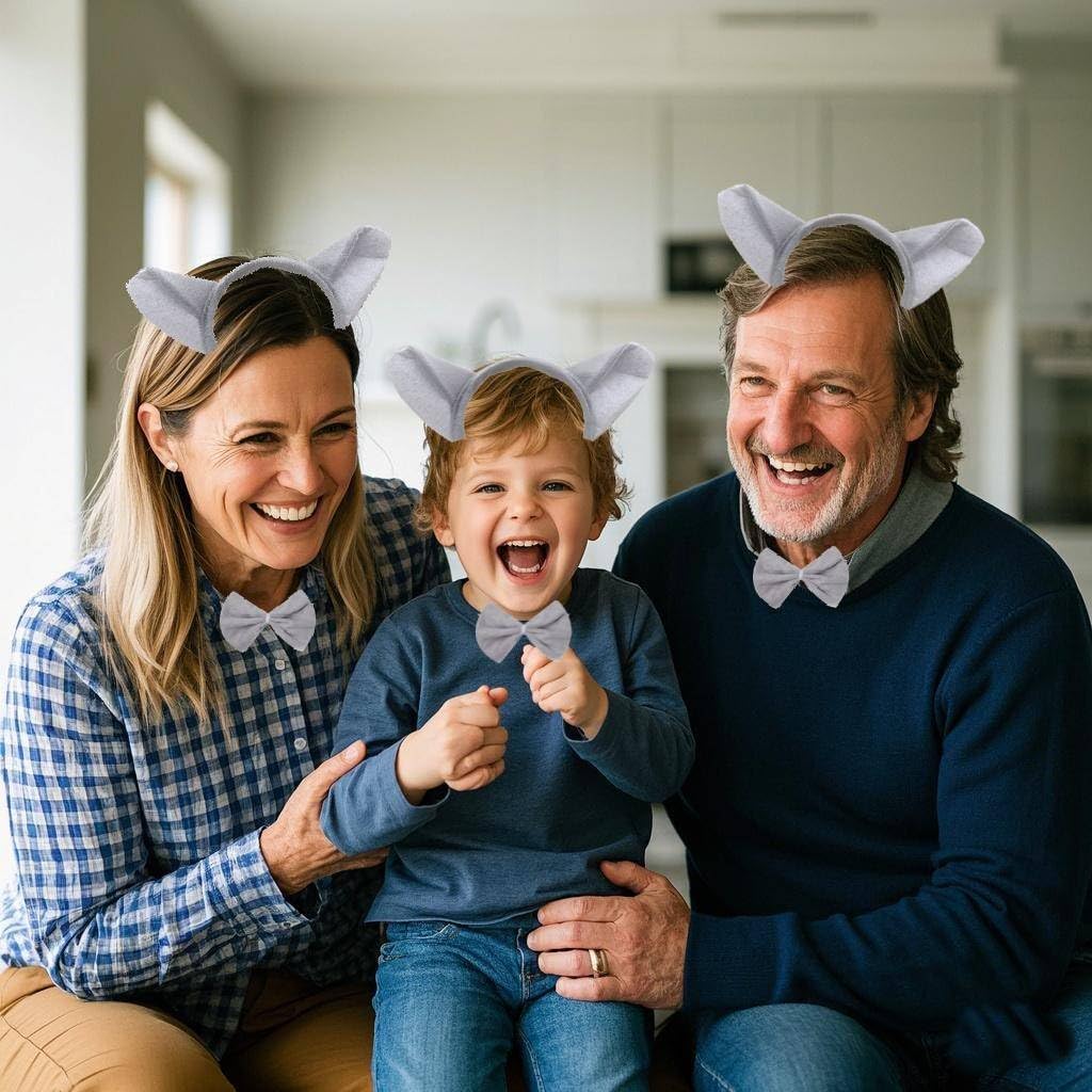 Kirei Sui Gray Wolf Headband Bowtie Tail 3pcs Costume for Kids and Adults - Image 4