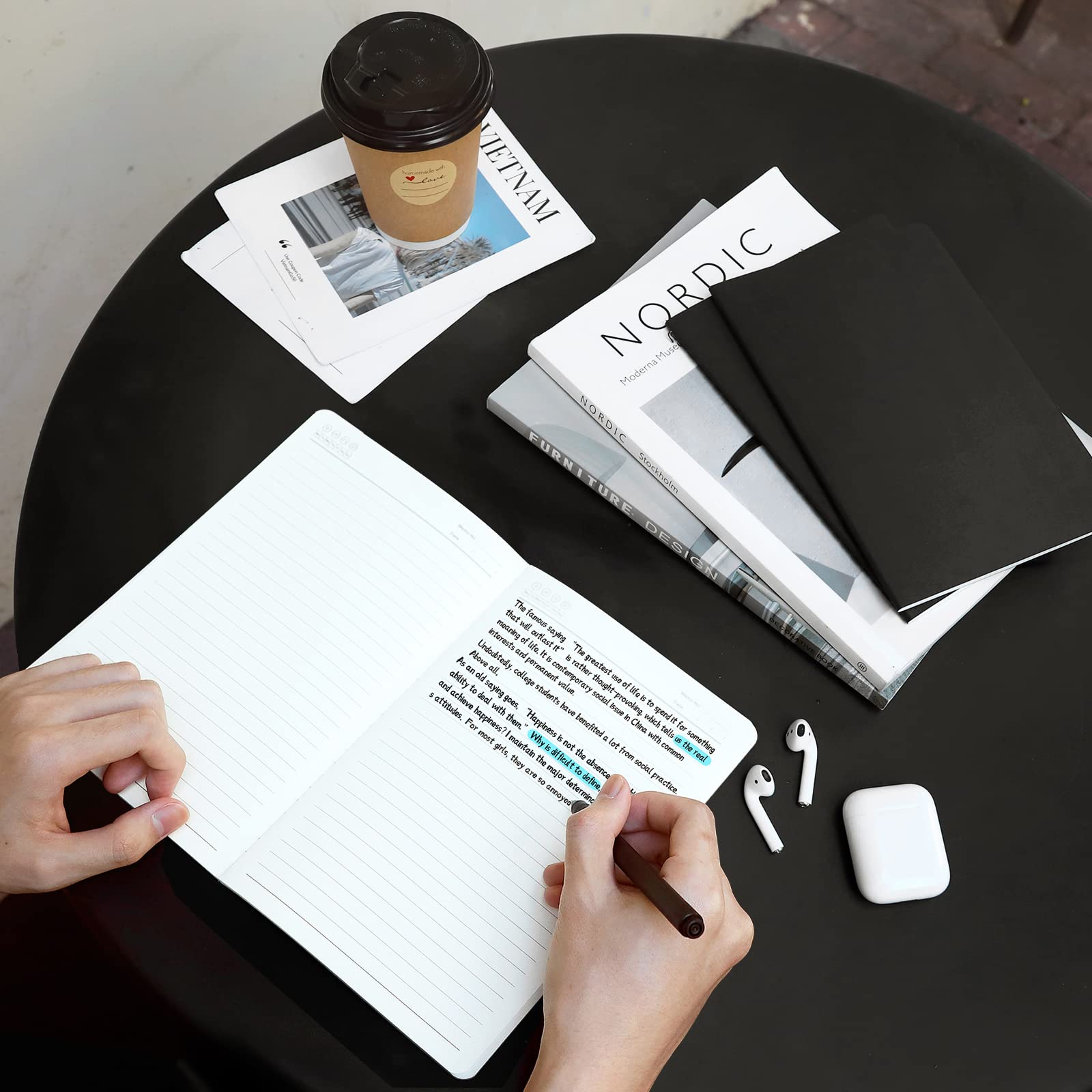 EUSOAR 24 quaderni a righe per college, formato A5, 14 x 21 cm, 60 pagine, copertina morbida, a righe nere, quaderni per scrivere, appunti, appunti, appunti, appunti, per lavoro, scuola, ufficio,