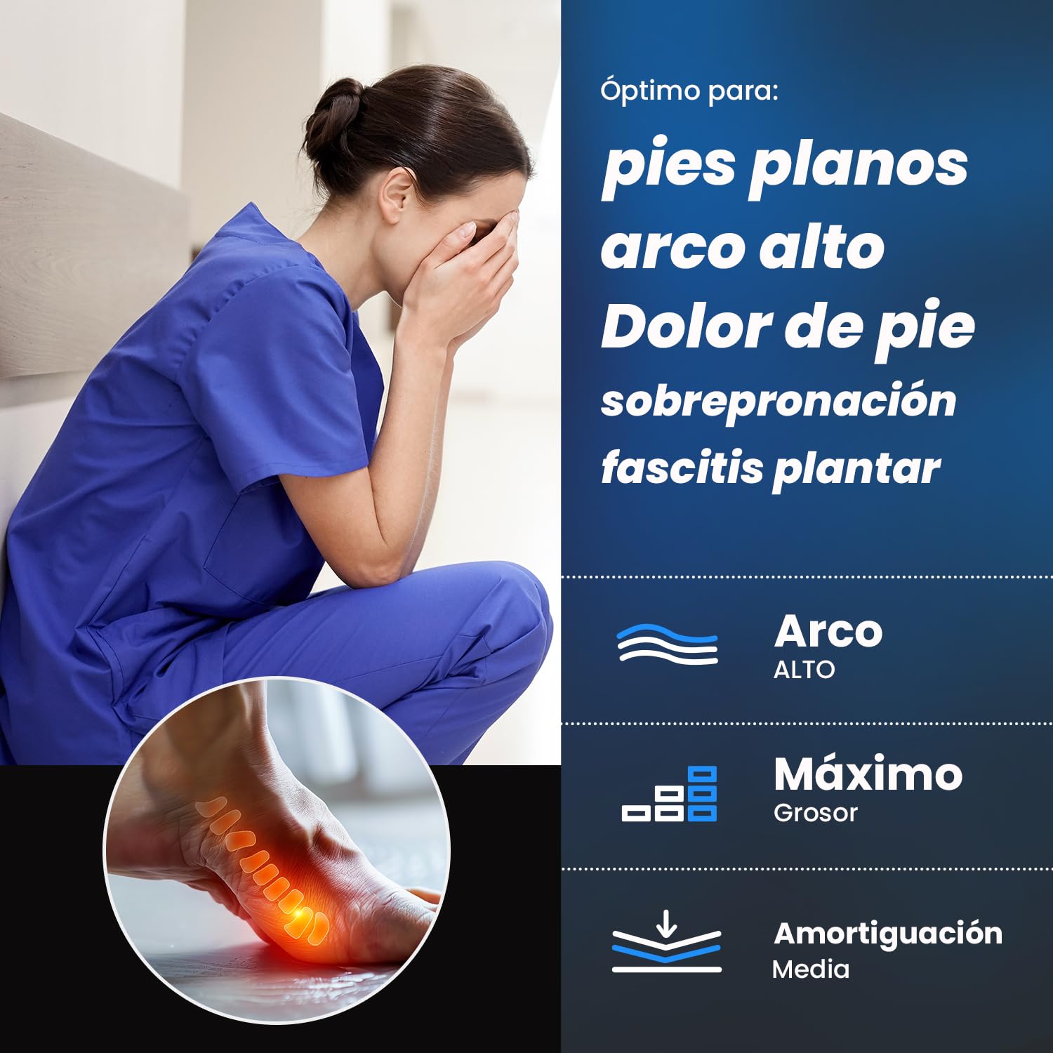 PCSsole Plantillas de soporte ortopédico para arco alto, inserto deportivo cómodo para pies planos, fascitis plantar, dolor en los pies, valgo del pie, sobrepronación para hombres y mujeres