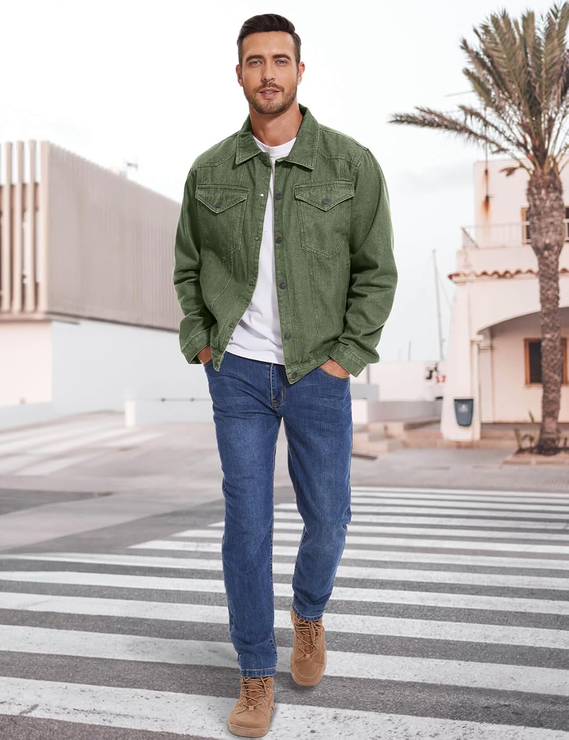 PEHMEA Men's Lined Flannel Denim Stylish Cowboy Trucker Coat Snap Button Rugged Western Shirts Jackets - Image 3