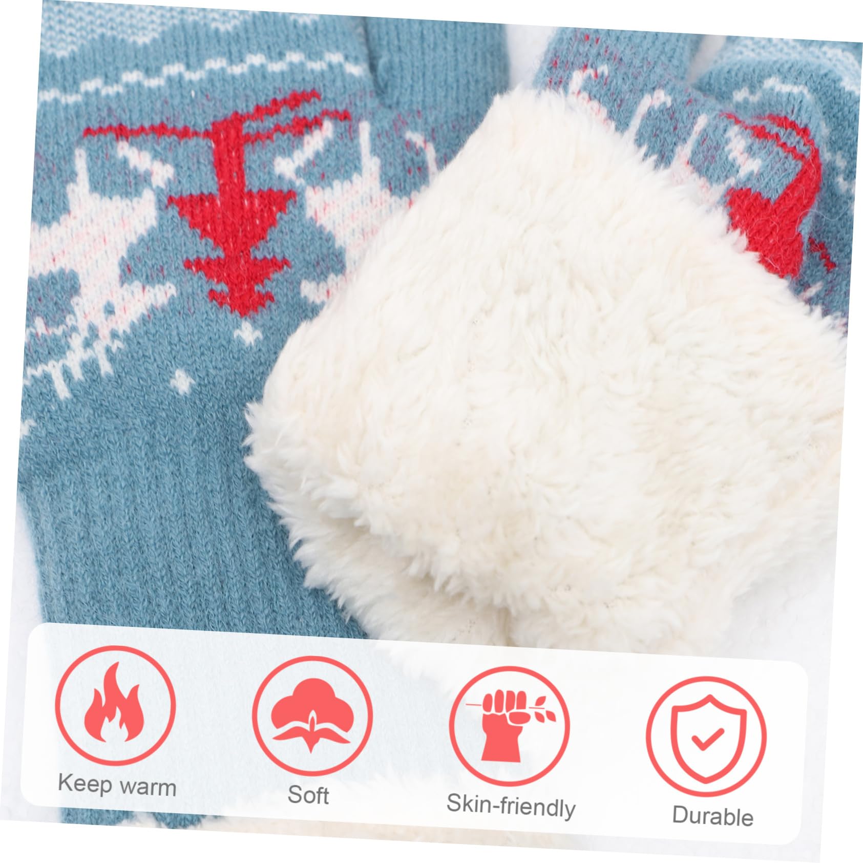 LIFKOME Gorro De Punto Navideño Cálido Gorro De Punto Grueso Trajes De Esquí Para Mujeres Gorras De Punto De Vacaciones Mitones De Punto De Navidad Guantes De Punto Acrílico Rojo