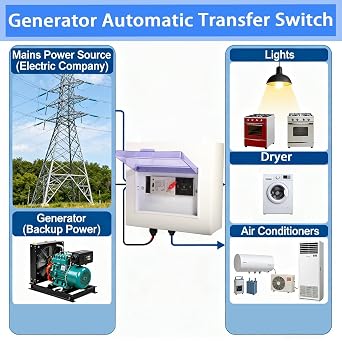 Dual Power Automatic/Manual Transfer Switch 3P 220V 100A | Millisecond Switching Metal Distribution Box Indoor Outdoor Use Unit Overload, Short-Circuit, and Leakage Protection