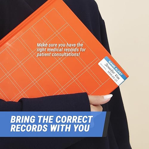 Miniatura 6 de 300 etiquetas adhesivas azules de alerta de nombre para carpetas - MAP3110 etiquetas en blanco para fecha de nacimiento de 3 x 1 pulgada para salas