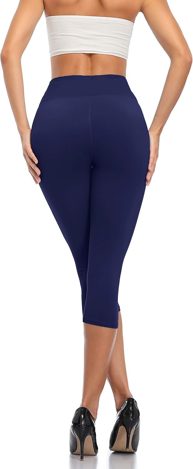 caringgarden 2 Pack Capri Leggings for Women High Waisted Tummy Control Yoga Pants Soft Workout Running Cropped Leggings