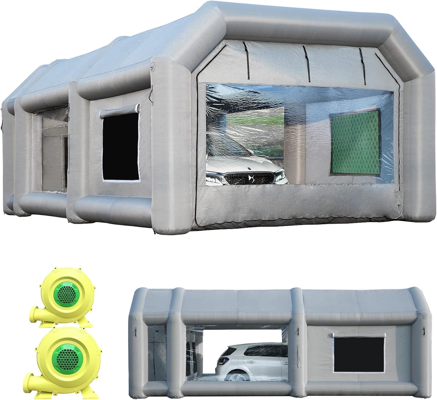 Sewinfla Portable Inflatable Spray Booth 26x13x10Ft, Powerful Two Blowers (550w+680w), Inflatable Car Paint Booth with Air Filter System