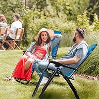 Vista 2 de S AFSTAR Silla de gravedad cero, silla de descanso de gran tamaño para exteriores con soporte para tazas y almohada desmontable, reclinable plegable