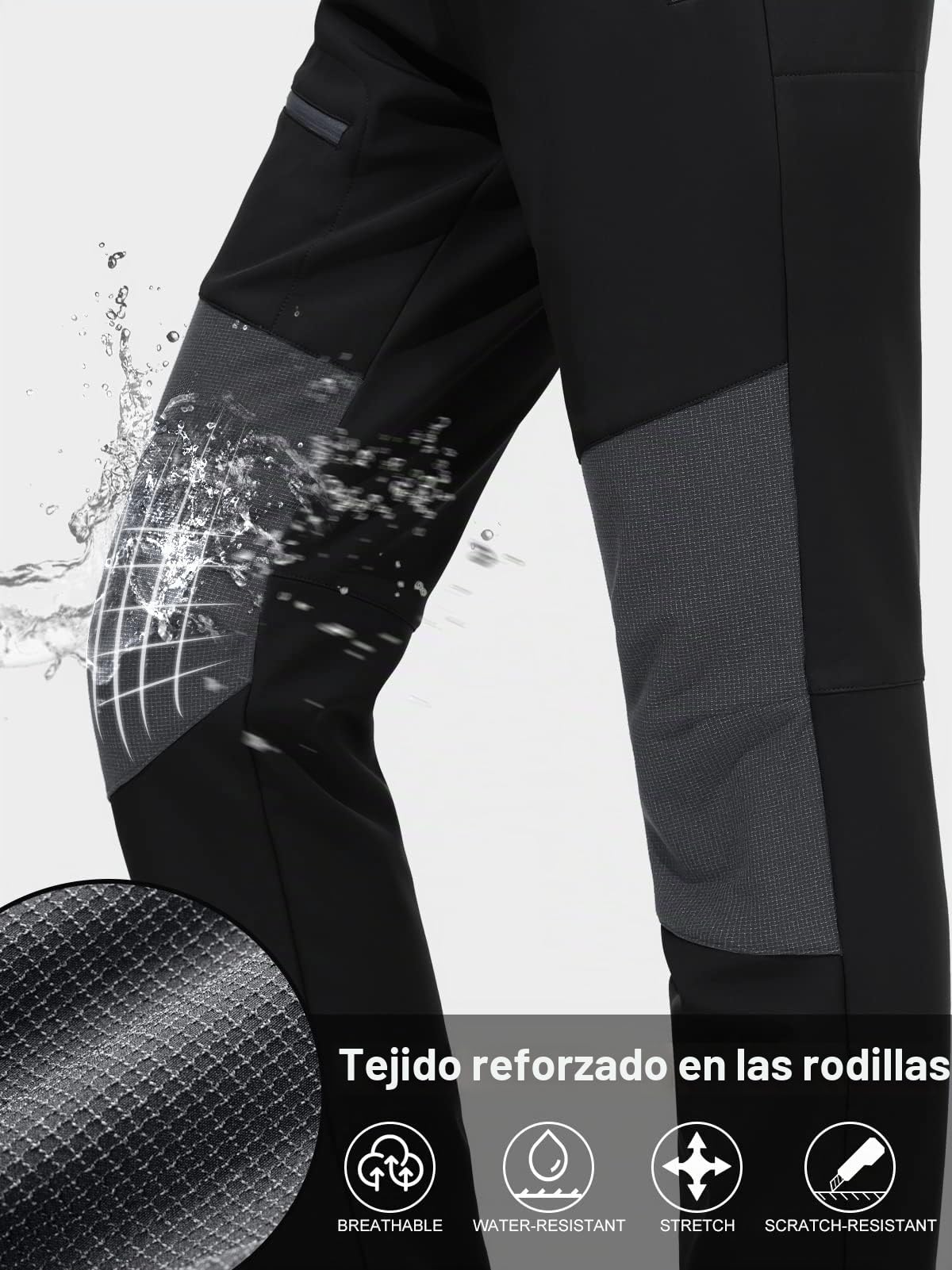 MOCOLY Pantalones Trekking Mujer Invierno Impermeable Montaña Senderismo Esquí Pantalones Térmicos con Forro Polar Pantalones Deportivos para Caza al Aire Libre Ciclismo Trabajo