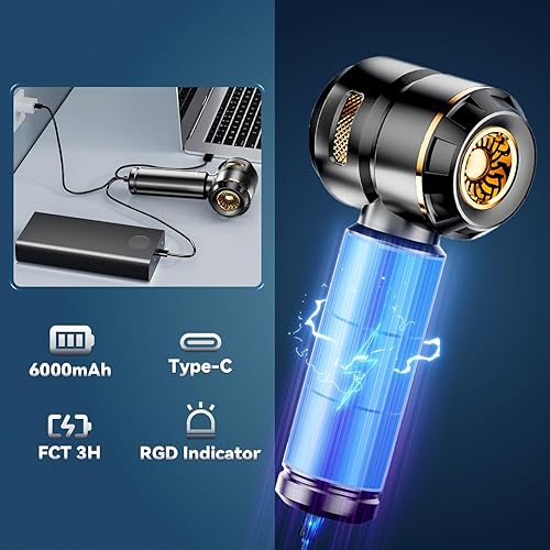 Miniatura 5 de Aspiradora portátil inalámbrica para automóvil, 21000 PA, aspiradora pequeña de alta potencia, 4 en 1, mini aspiradora portátil inalámbrica con