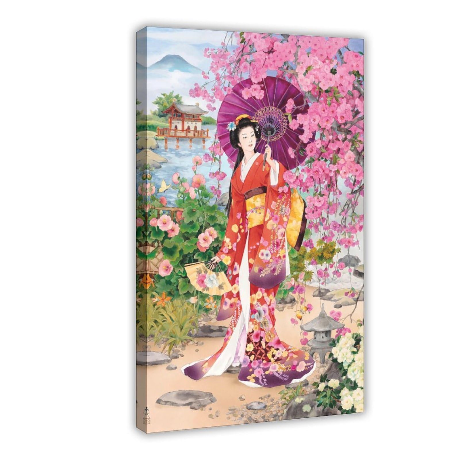 QNVJQKDSI Japanese Geisha Art (24) Canvas Poster Bedroom Decor Landscape Office Room Decor Gift 16" L X 24" W