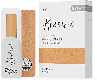 D'Addario Organisch Reserve Evolution Bb Klarinettenblätter - Rohrblätter für Klarinette - Das erste und einzige Bio-Schilfrohr - 3.0 Stärke, 10 Packung
