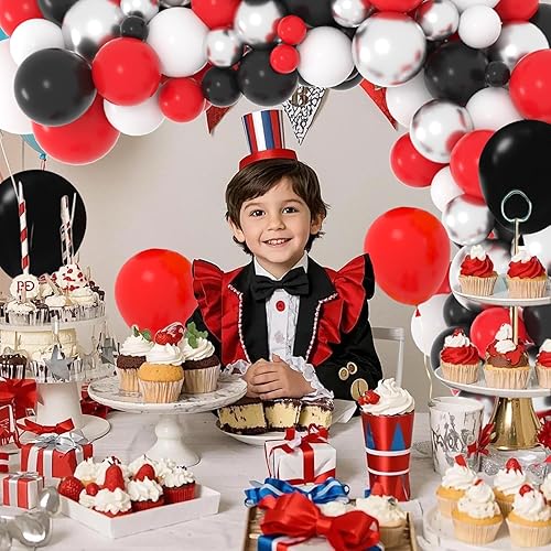 Miniatura 13 de Kit de guirnalda de globos rojos y blancos y plateados: 122 globos rojos y blancos, globos rojos y plateados, globos de graduación para cumpleaños