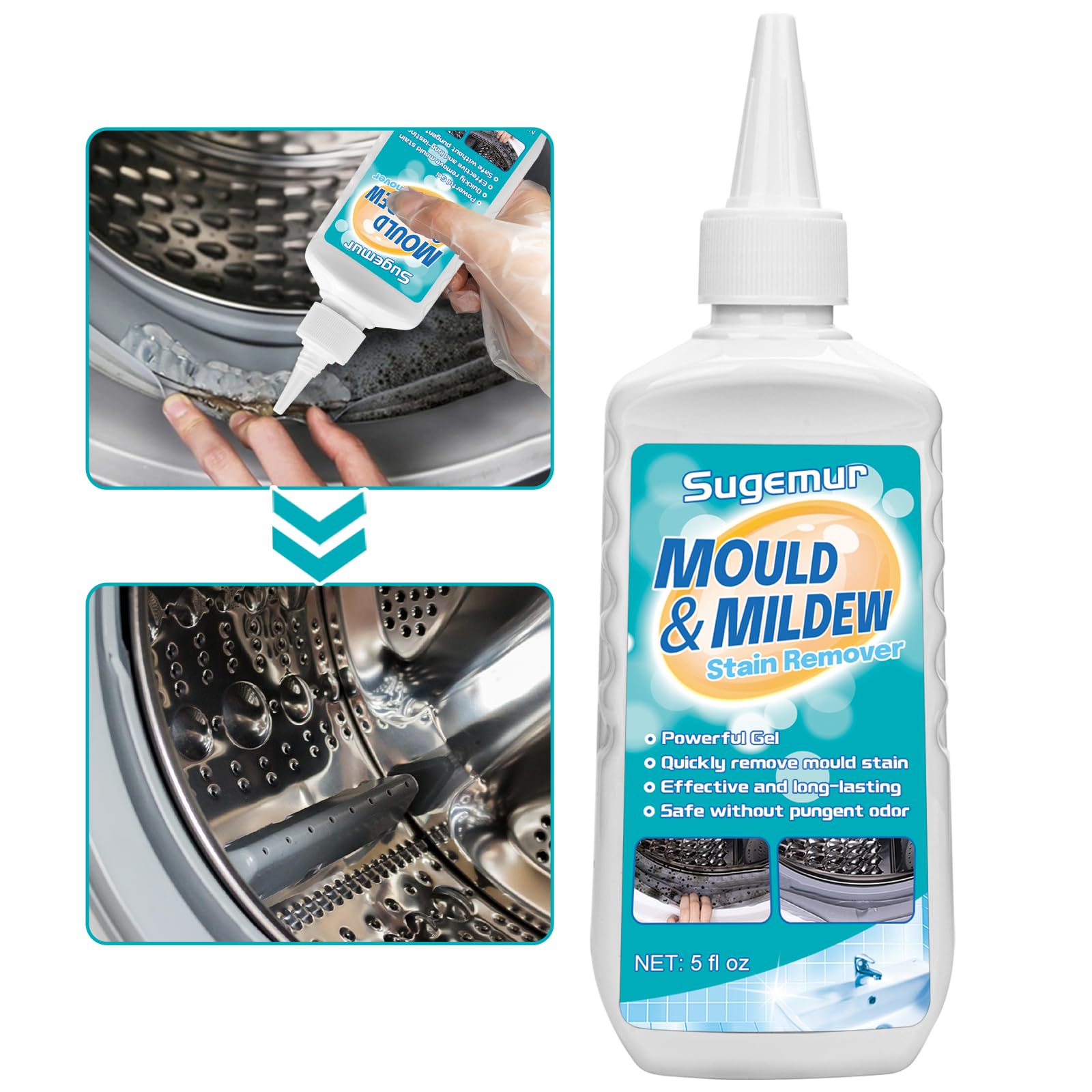 Sugemur Mould Remover Gel, Household Mould Magic, Large Capacity Mildew Removal, Mold and Mildew Cleaner for Toilet Washing Machine Seal Mold Remover Bathroom Kitchen Sink Grout Tile Stains