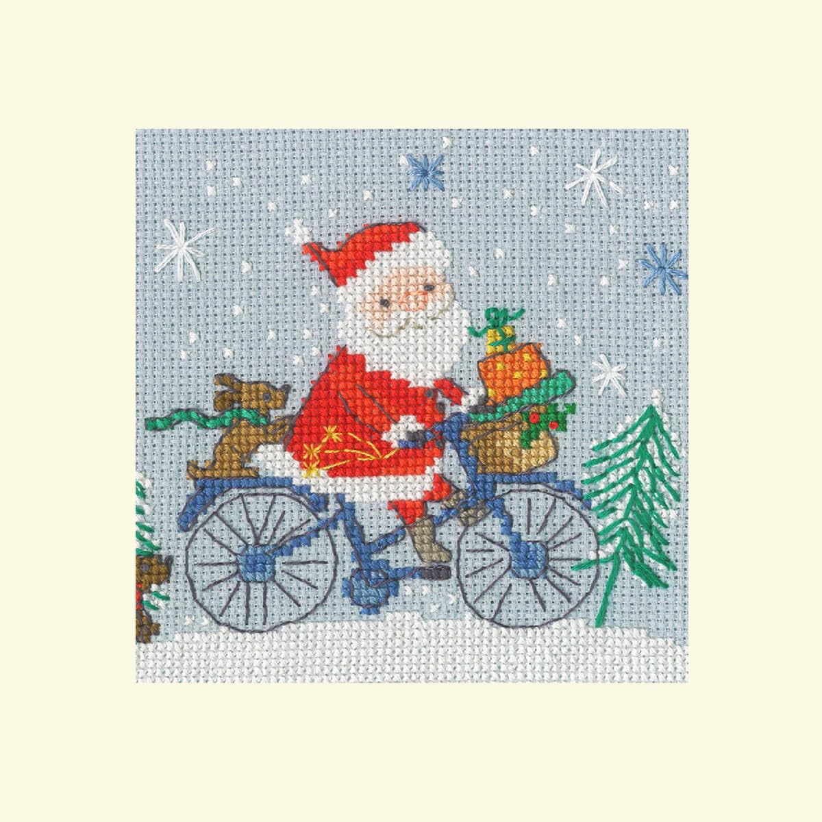 Bothy Threads  greating card counted cross stitch kit ""Delivery by bike"", XMAS51