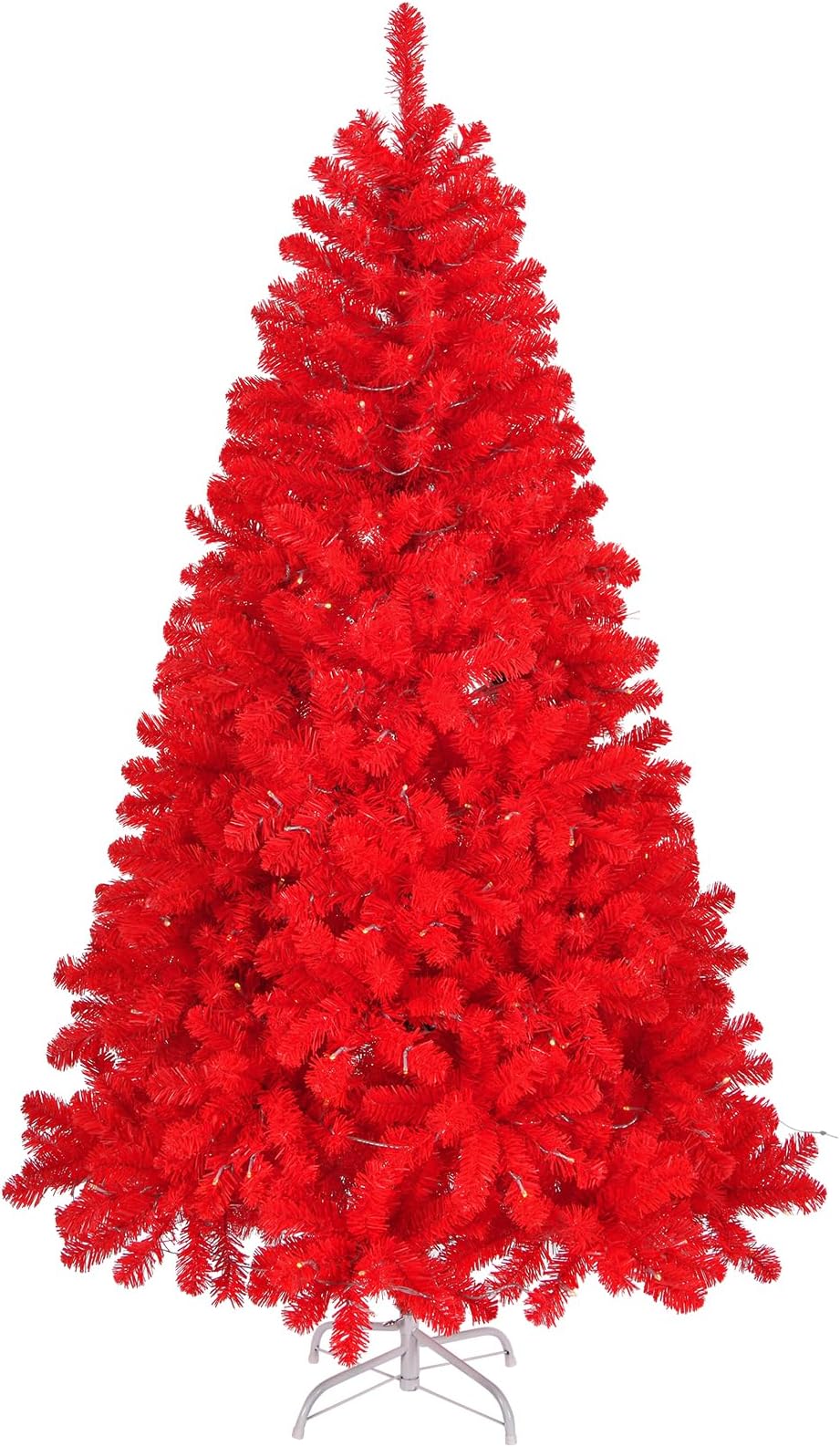Karl home 7ft Red Artificial Christmas Tree, Classic Spruce Tree with Sturdy Metal Stand for Home, Office, Party Festival Holiday Decoration,1100 PVC Branch