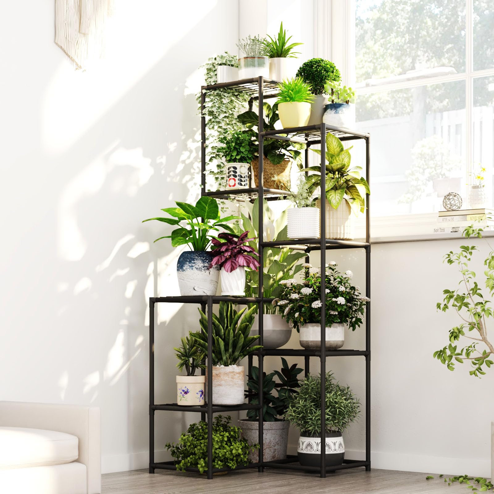 Étagère d'angle pour plantes grand meuble de rangement vertical pour pots