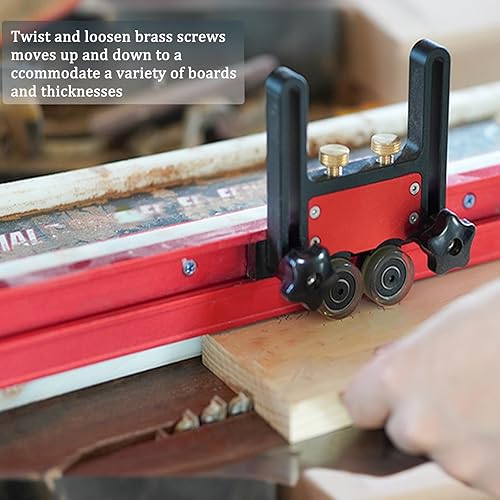 Miniatura 4 de Alimentador de sierra de mesa  2 piezas de sierra de mesa para carpintería, guía de alimentador de prensado, rodamientos dobles para sierra de mesa,