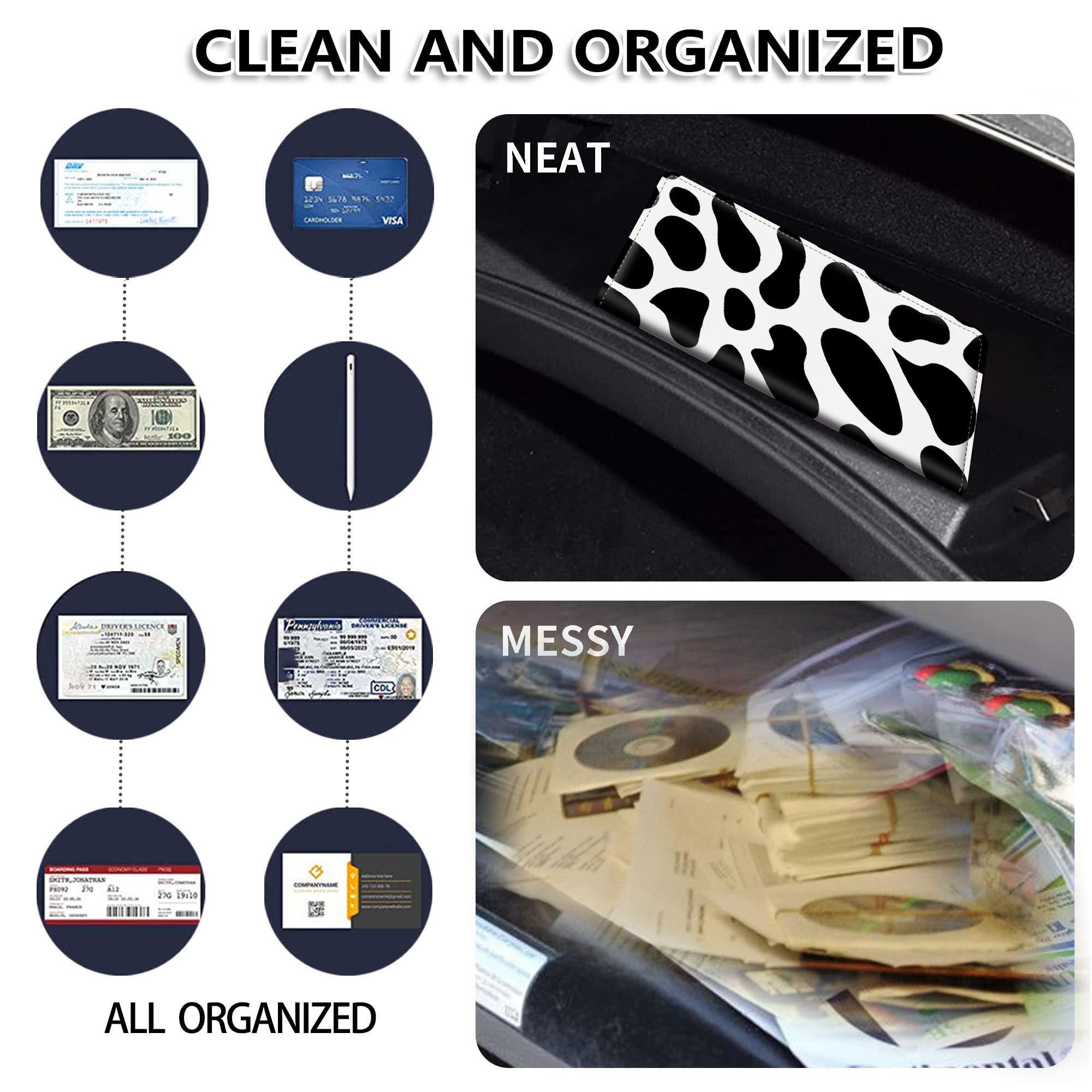 Car Registration & Insurance Card Holder - Leather Organizer For Documents, Driver's License, ID, Brown Cow Print - View #7