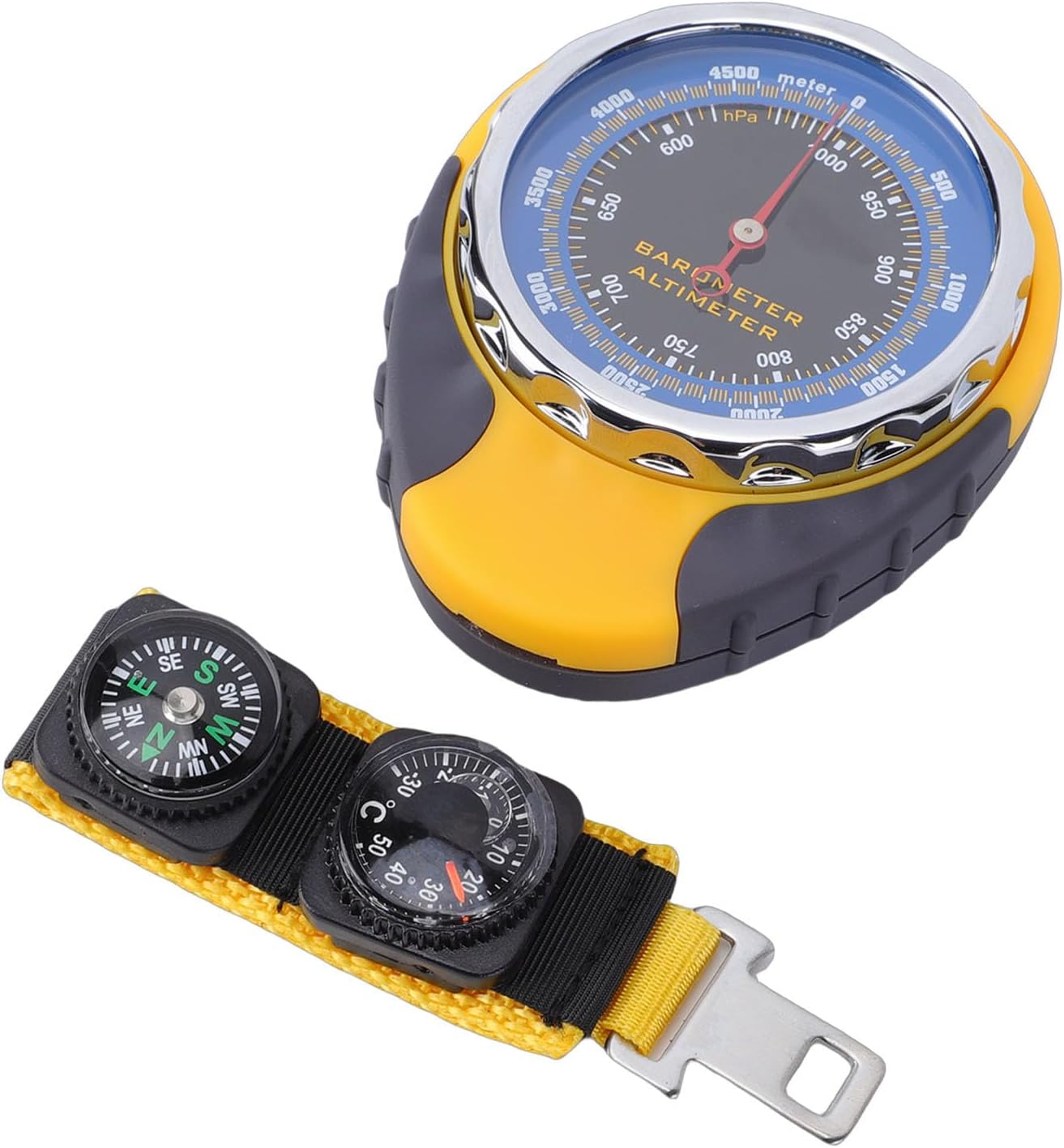 4 in 1 Outdoor Instrument, Compass Altimeter Barometer Thermometer for Hiking, Camping, Mountaineering & Boating