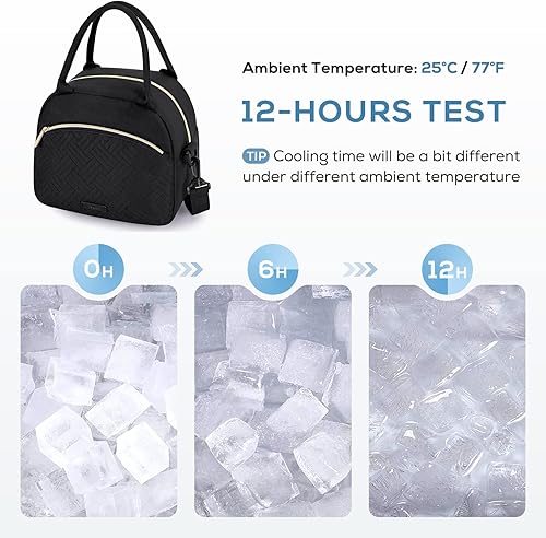 Miniatura 2 de TOURIT Lonchera con aislamiento para mujer, lindas loncheras para mujer, trabajo, picnic, color negro medianoche