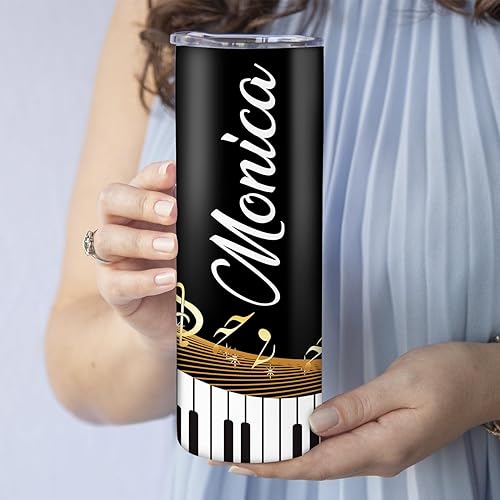 Miniatura 3 de Hyturtle Vaso cilíndrico de acero inoxidable de 20 onzas, nombre personalizado de teclas de piano, regalos para músicos, regalo de pianista, regalos
