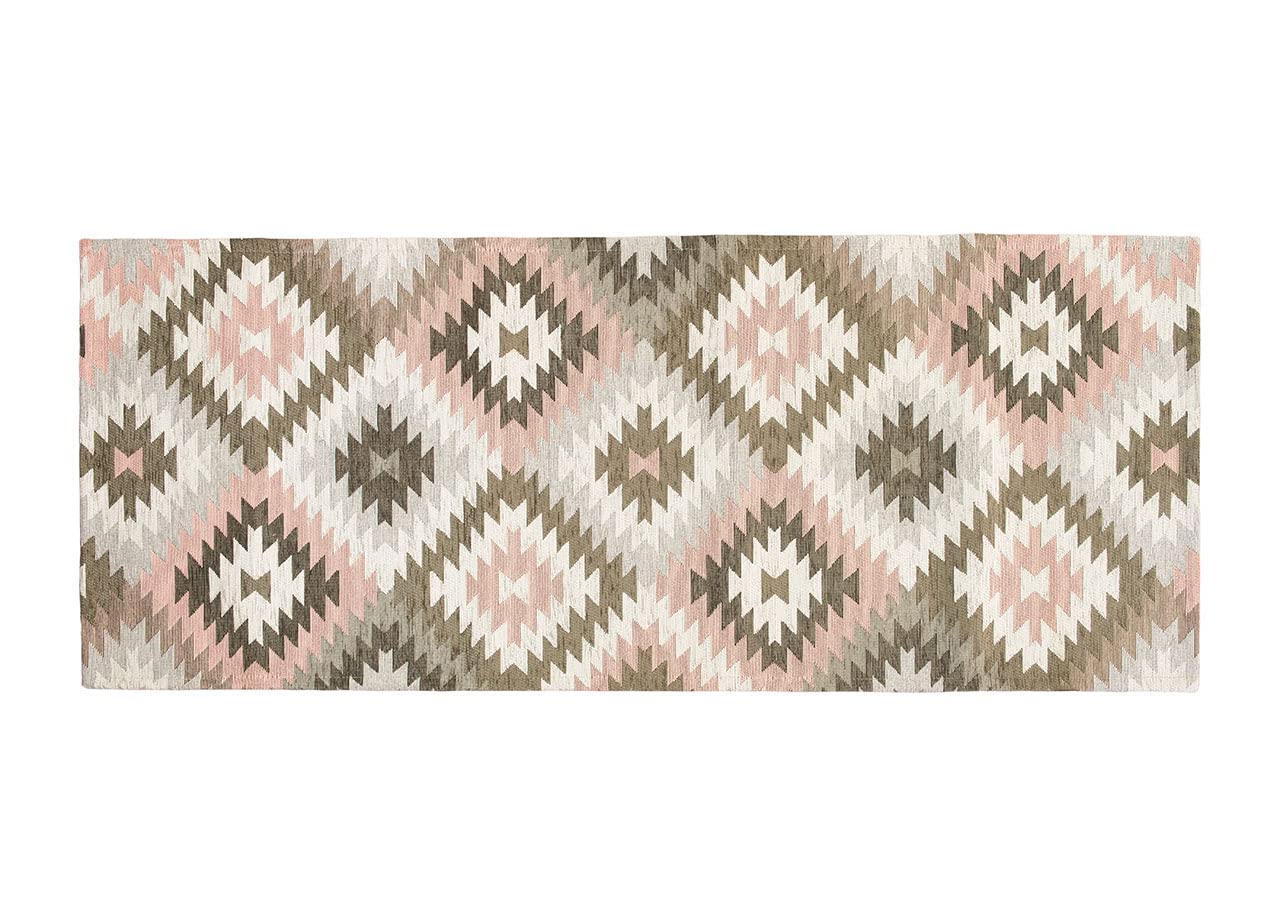 BIANCHERIAWEB By Suardi - Lot de 2 tapis d'ameublement antidérapant pour chambre salon, motif abstrait, géométrique, 65 x 110, rose