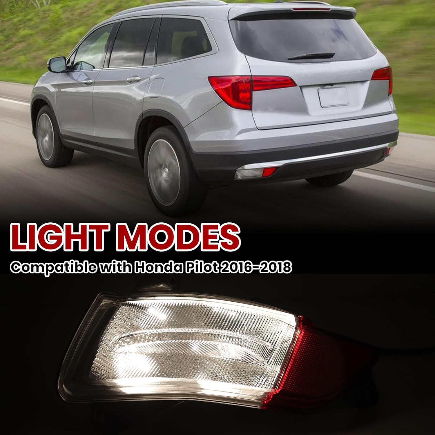 Rear Bumper Light for Honda Pilot 2016 2017 2018 Back Up Light Reflector Lamp Replaces HO2882100 34550-TG7-A02(Left Driver Side)