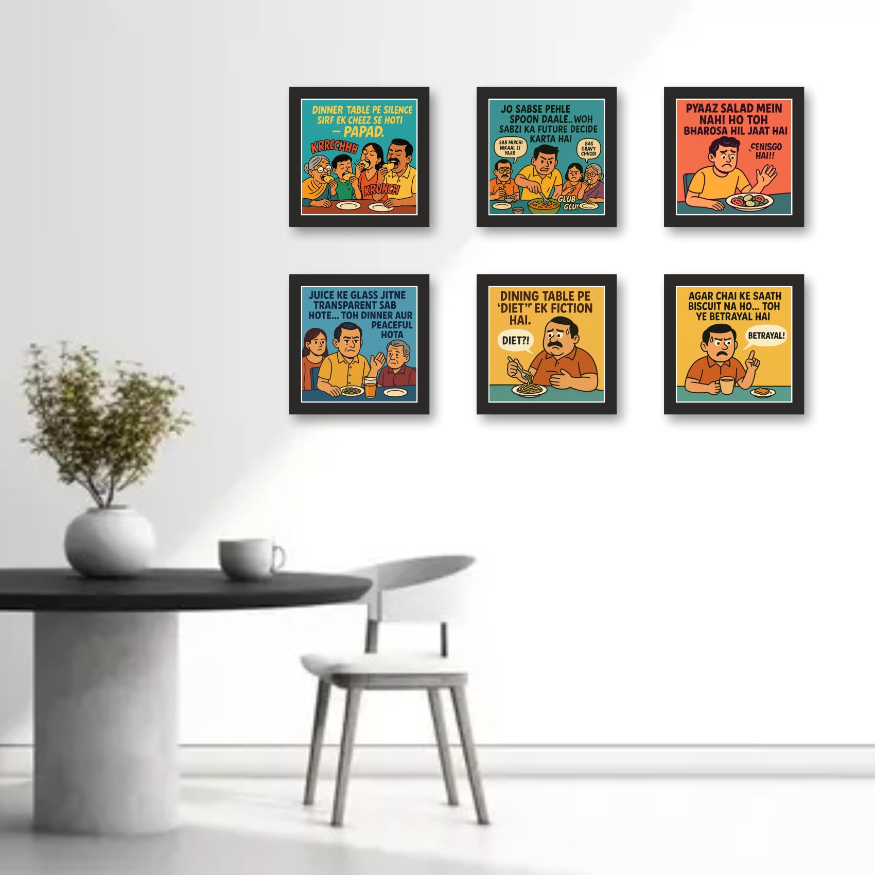 Foodie Fables Dining Room Quote Frame Set – Set of 6 – 12 in x 12…