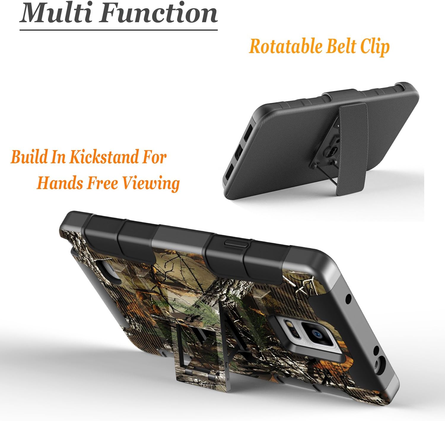 Note 4, Galaxy Note 4 Case, Dual Layers [Combo Holster] Case And Built-In Kickstand Bundled with [ Premium Screen Protector] Hybird Shockproof And Circlemalls Stylus Pen (Camo)