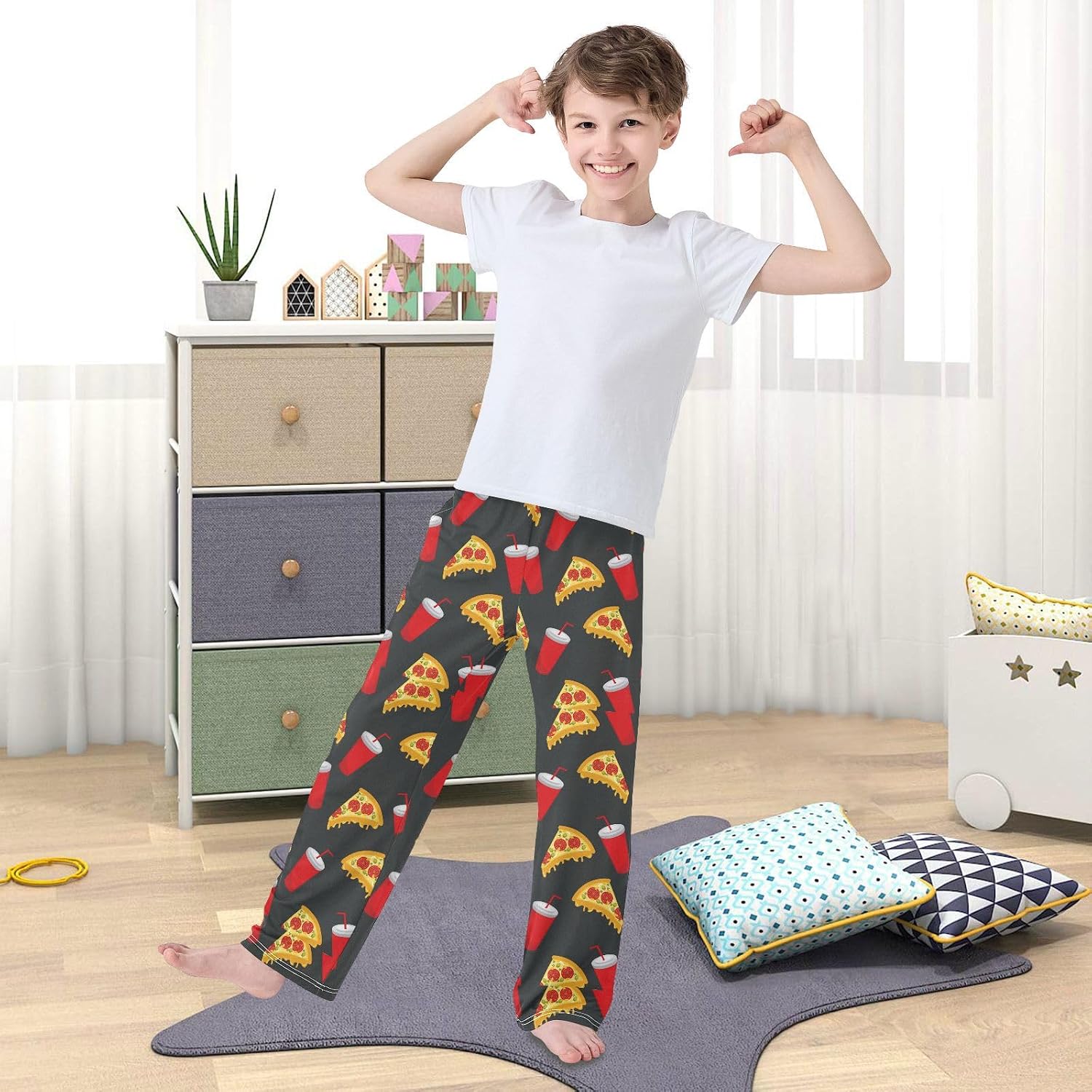 Fast Food Pizza Soda Cup Pajama Pants Pajama Bottoms Soft Sleep Pjs Lounge Pants XL