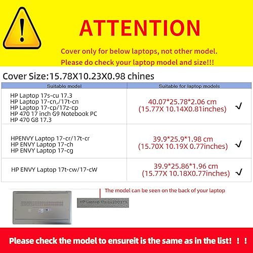 Miniatura 4 de Funda para portátil HP 17s-cu 17-cp17z-cpEnvy 17-cr 17t-cr17-ch17-da17t-da17.3" Funda a prueba de caídas de piel sintética con bolsillo interior