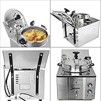 Vista 5 de Freidora eléctrica a presión de 16 litros, freidora de pollo de alta presión de 110 V con características de seguridad, freidora de encimera