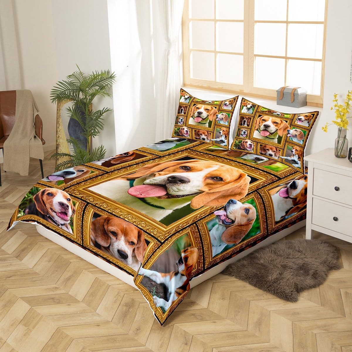Feelyou Boxer Dog Bedding Set Queen Size - Cute Puppy Comforter Cover for Kids, Teens, Adults - Lover Gift Duvet Cover, Bedspread, Room Decor - 3Pcs With 2 Pillow Cases