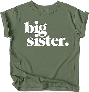 Bold Big Sister Colorful Sibling Reveal Announcement T-Shirt for Baby and Toddler Girls Sibling Outfits